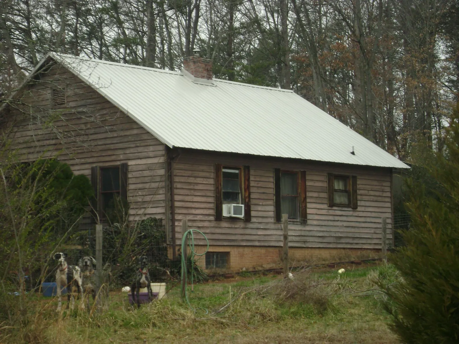White metal roof on an old wood sided farmhouse, from a Asphalt Shingle Roof Repair job in Hobart